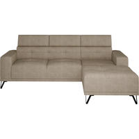 ECKSOFA Beige Chenille  - Beige/Schwarz, KONVENTIONELL, Textil/Metall (264/178cm) - Hom`in