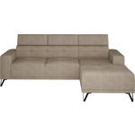 ECKSOFA Beige Chenille  - Beige/Schwarz, KONVENTIONELL, Textil/Metall (264/178cm) - Hom`in