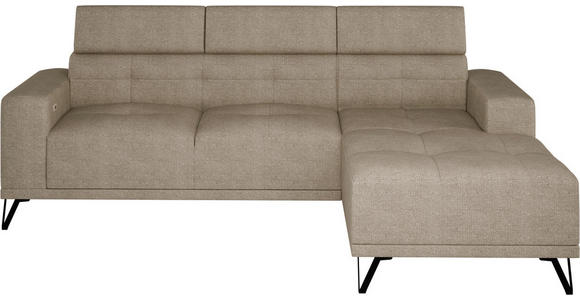 ECKSOFA Beige Chenille - Beige/Schwarz, KONVENTIONELL, Textil/Metall (264/178cm) - Hom`in