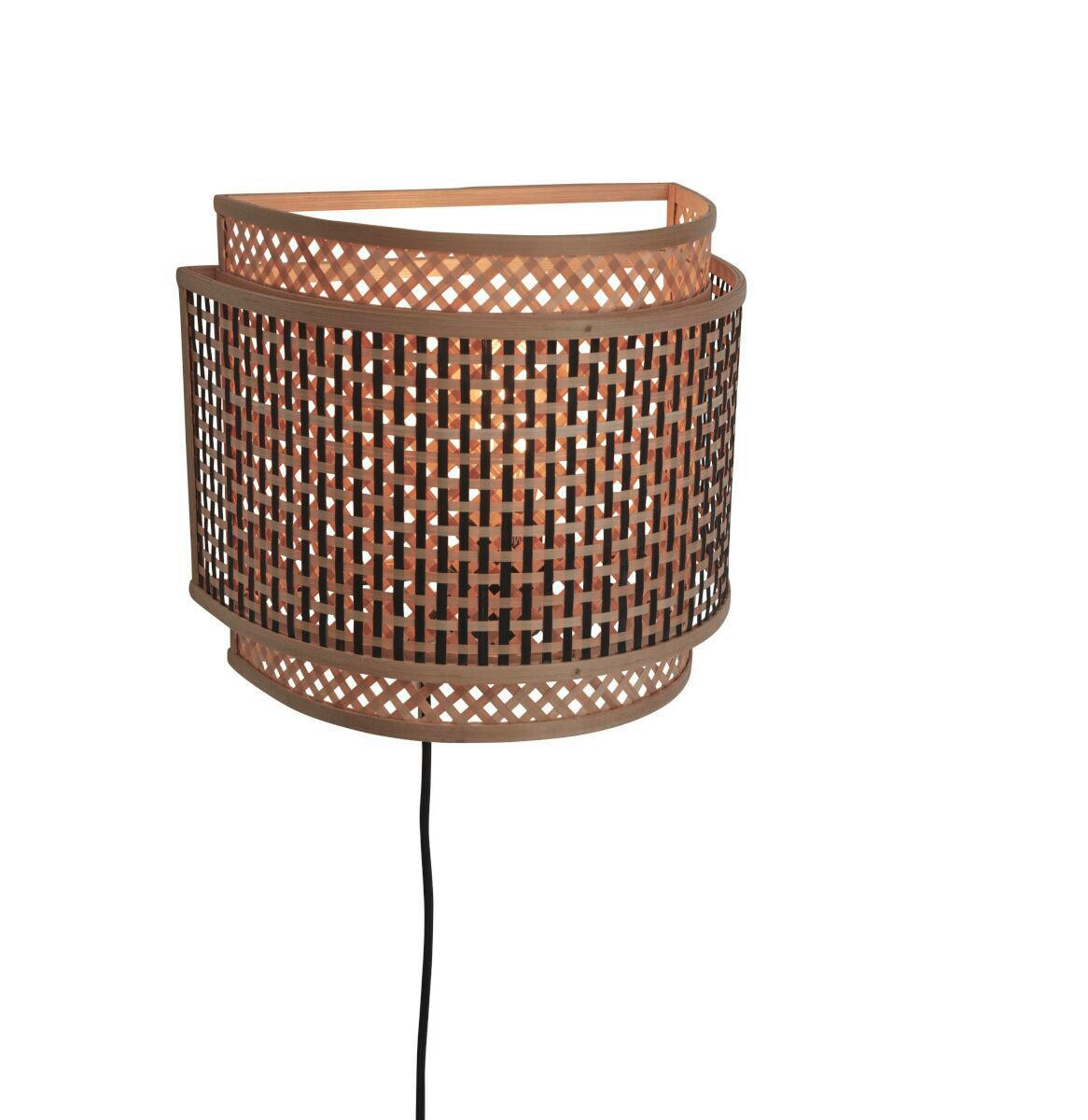 VÄGGLAMPA GOOD&MOJO  32/16/27 cm   - svart/naturfärgad, Trend, trä (32/16/27cm) - Good & Mojo