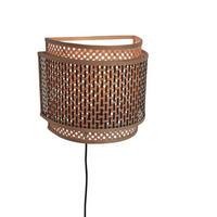 WANDLEUCHTE GOOD&MOJO  32/16/27 cm   - Schwarz/Naturfarben, Trend, Holz (32/16/27cm) - Good & Mojo