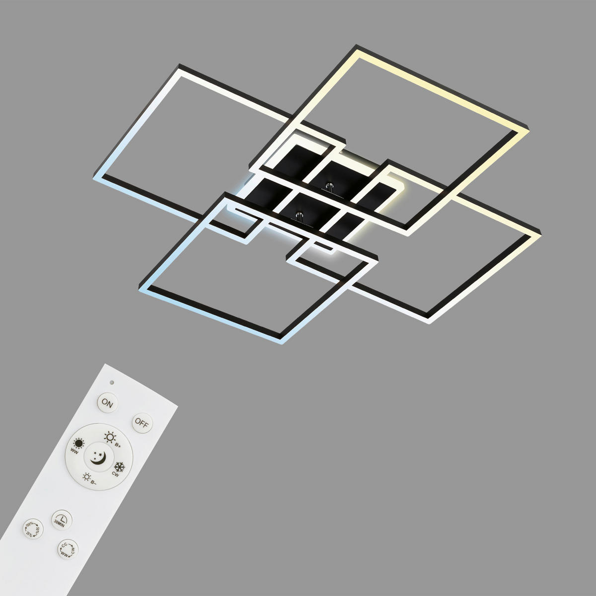 LED MENNYEZETI LÁMPA - fekete, Design, műanyag/fém (72,4/72,4/8,4cm)