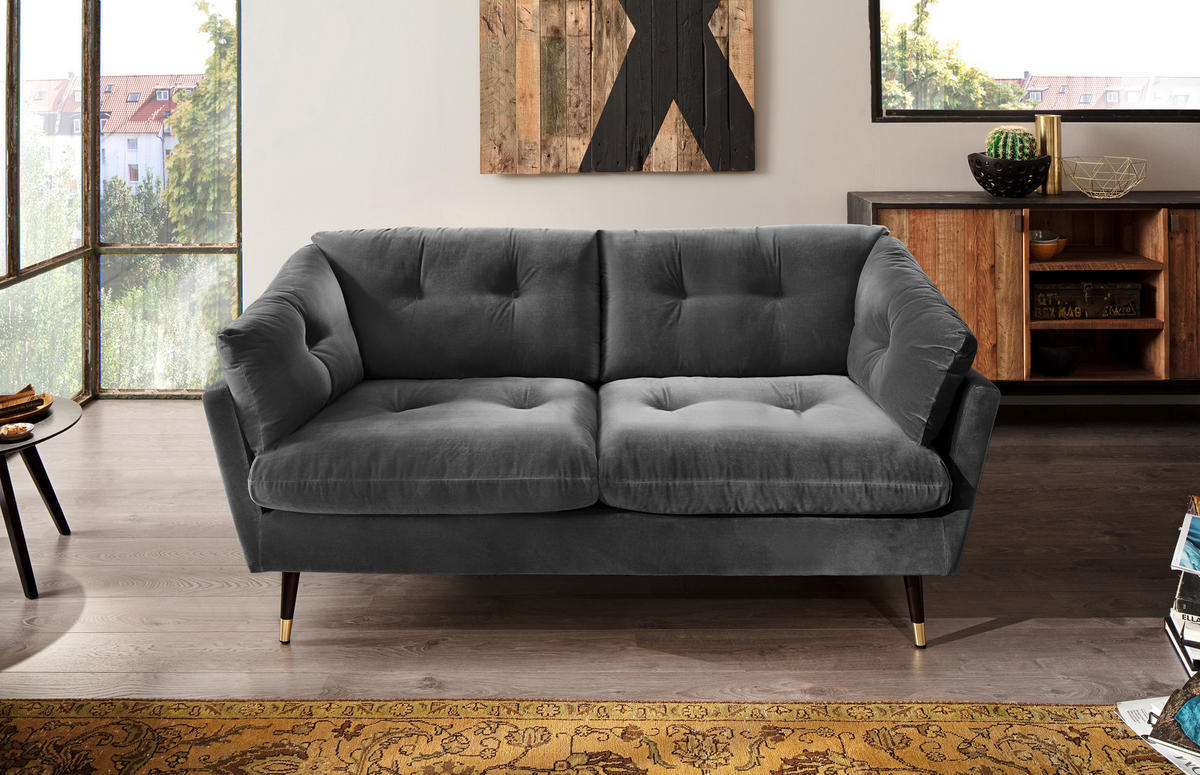 2-SITZER-SOFA JAPAN-2S SOFA Samt Anthrazit  - Anthrazit, MODERN, Textil (167/84/93cm) - MID.YOU