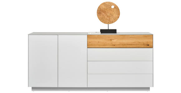 SIDEBOARD Weiß, Eichefarben 189/90/42 cm - Eichefarben/Weiß, Design, Glas/Holz (189/90/42cm) - Novel