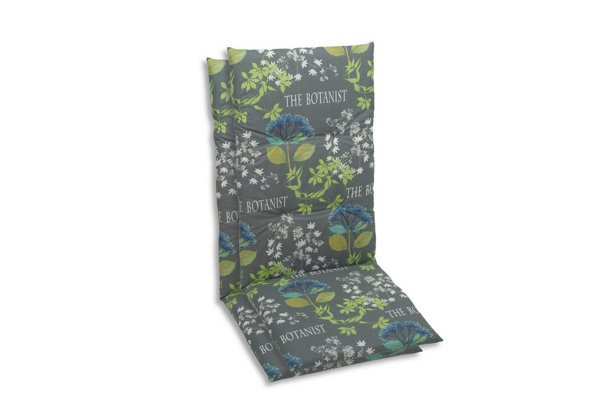 SESSELAUFLAGENSET in Blau, Grau, Grün Blume  - Blau/Grau, Basics, Textil (48/5/118cm)