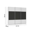 SCHWEBETÜRENSCHRANK 271/223/68 cm 3-türig Graphitfarben, Weiß  - Alufarben/Graphitfarben, KONVENTIONELL, Holzwerkstoff/Metall (271/223/68cm) - Novel