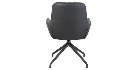 ARMLEHNSTUHL  Sitzfläche 360° drehbar, inklusive Armlehnen, automatische Rückholfunktion  Echtleder  Schwarz  - Schwarz, Design, Leder/Metall (64/89/65cm) - Dieter Knoll