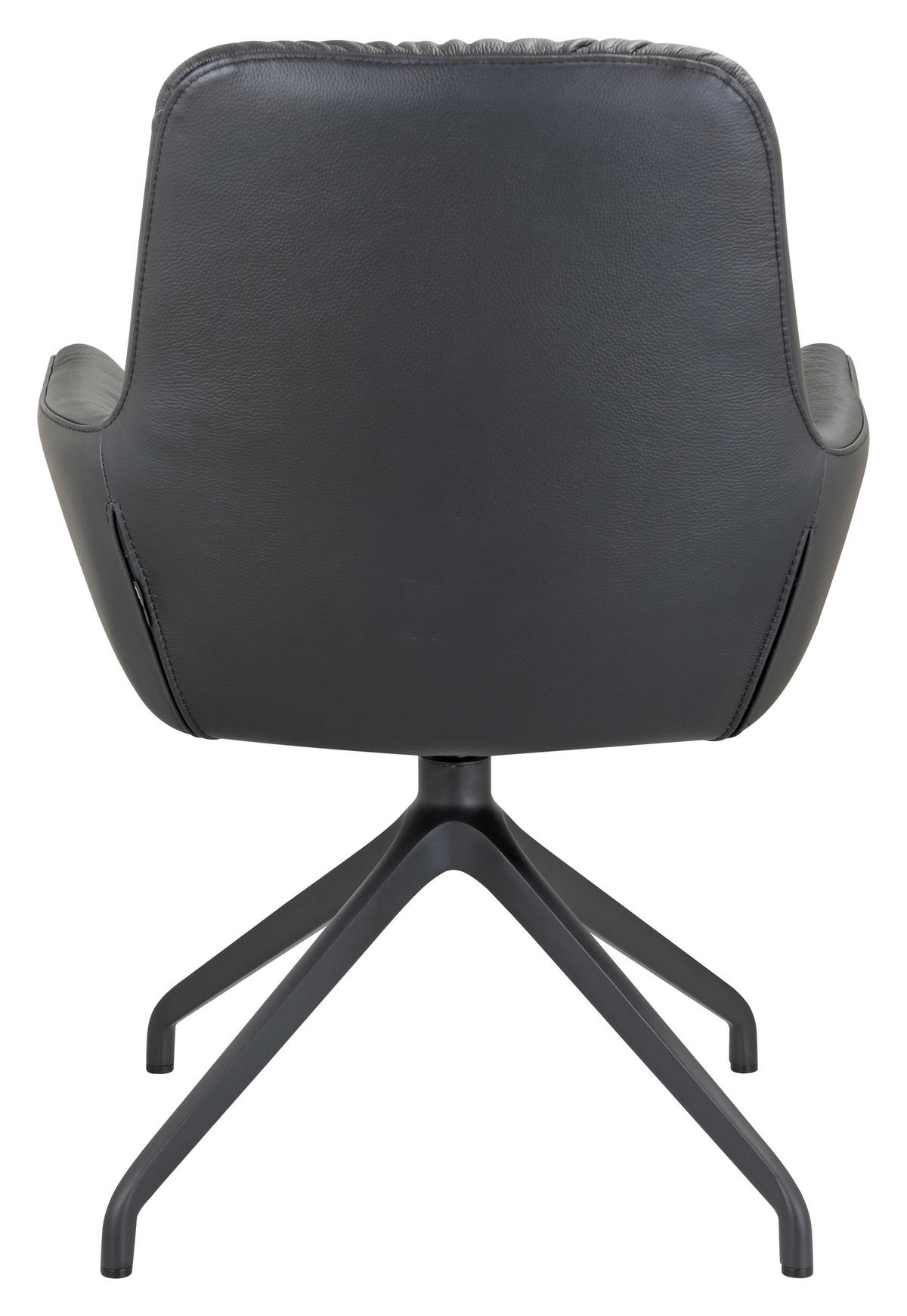ARMLEHNSTUHL  Sitzfläche 360° drehbar, inklusive Armlehnen, automatische Rückholfunktion  Echtleder  Schwarz  - Schwarz, Design, Leder/Metall (64/89/65cm) - Dieter Knoll