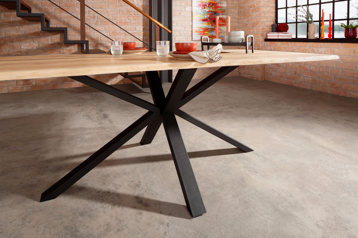 ESSTISCH in Holz 160/90/75 cm  - Schwarz/Braun, Natur, Holz/Metall (160/90/75cm) - Livetastic