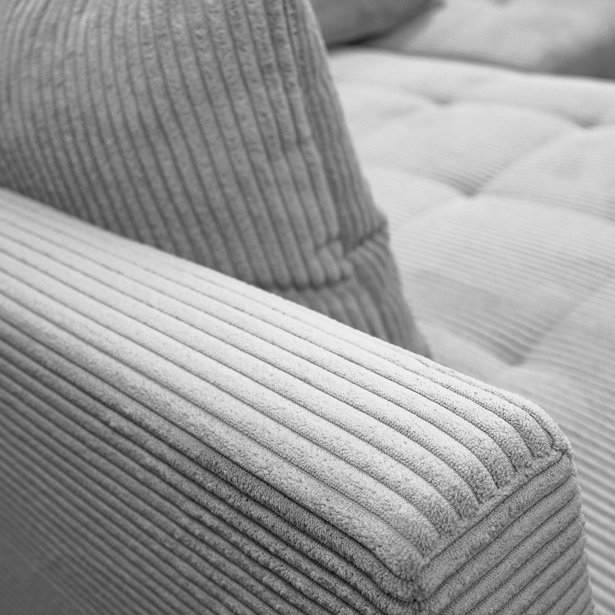 Ecksofa inkl. Hocker in Cord Hellgrau  - Hellgrau/Schwarz, Design, Holz/Textil (174/247cm) - MID.YOU