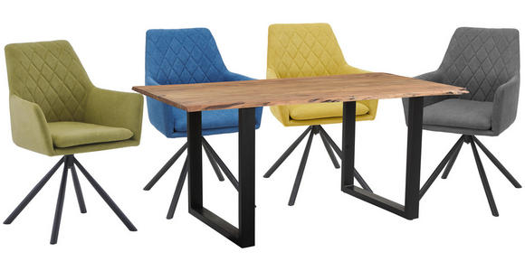 ESSTISCH in Holz 160/85/76 cm  - Schwarz/Akaziefarben, LIFESTYLE, Holz/Metall (160/85/76cm) - Linea Natura