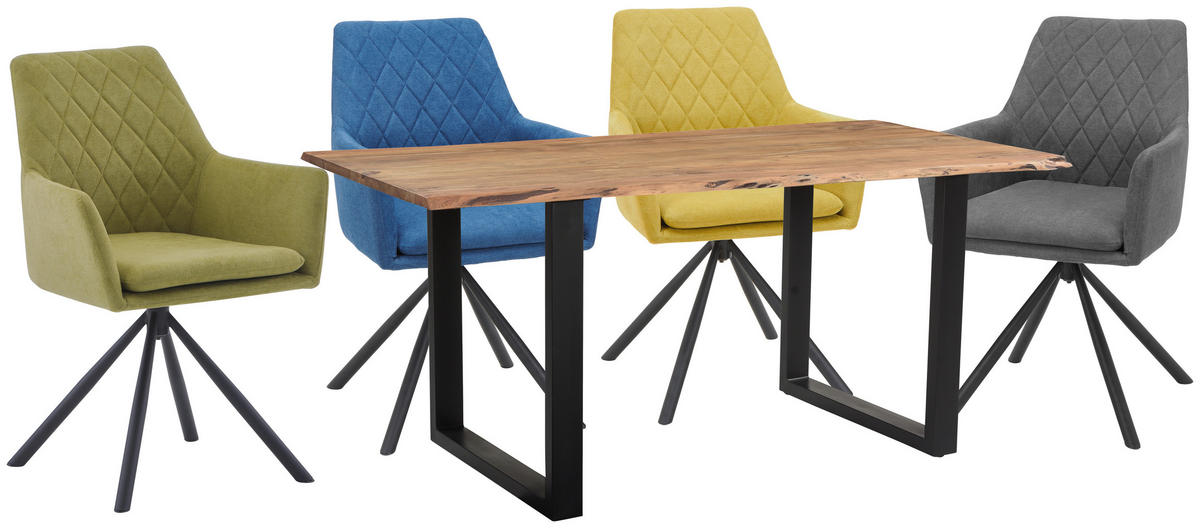 JEDÁLENSKÝ STÔL, akácia, čierna, farba akácie, 160/85/76 cm - čierna/farba akácie, Lifestyle, kov/drevo (160/85/76cm) - Linea Natura