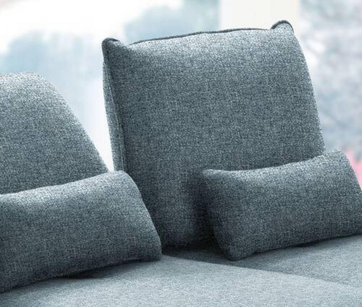 ECKSOFA in Flachgewebe Blau  - Blau/Schwarz, Design, Textil/Metall (301/191cm) - Moderano