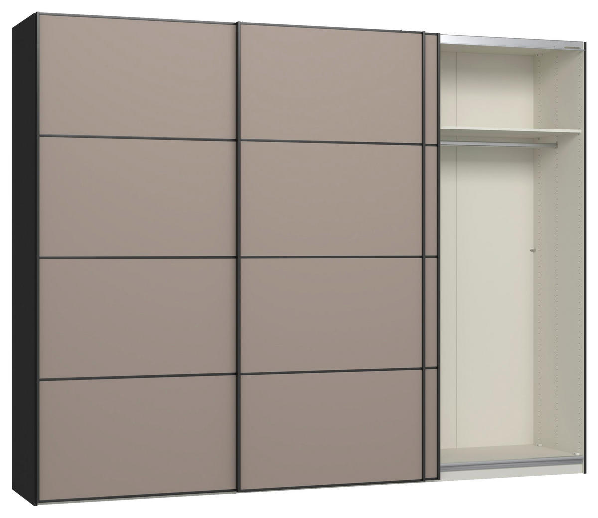 SCHWEBETÜRENSCHRANK 303/236/65 cm 3-türig Hellbraun, Schwarz  - Hellbraun/Schwarz, Design, Holzwerkstoff/Metall (303/236/65cm) - Jutzler