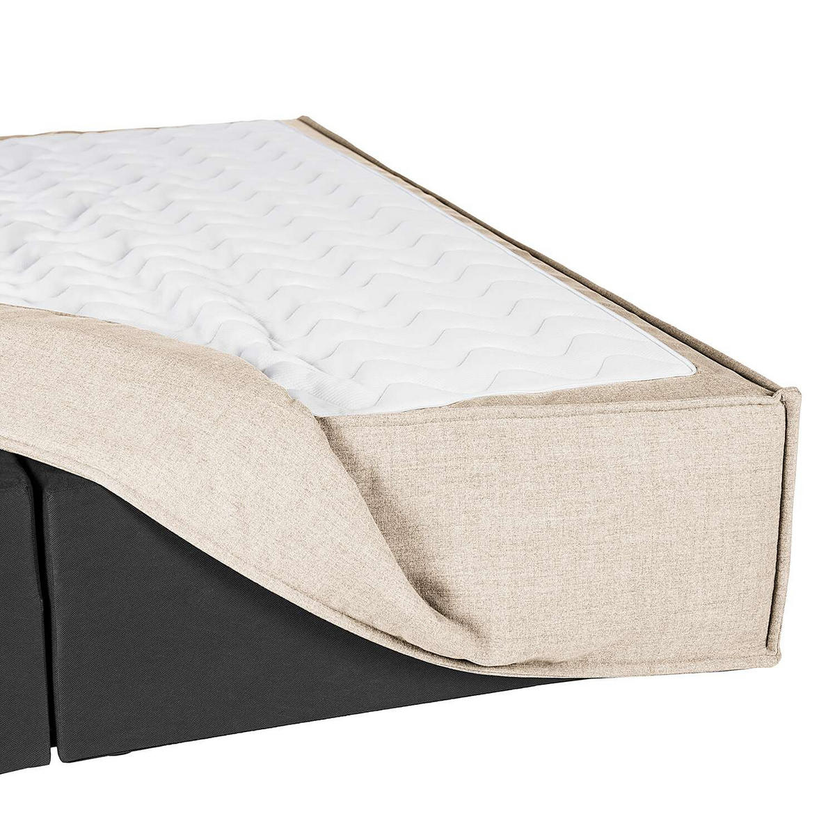 BOXSPRINGBETT 140/200 cm  in Beige  - Beige/Schwarz, Design, Textil (140/200cm) - home24