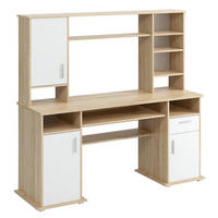 PISALNA MIZA les bela, hrast sonoma  - srebrne barve/bela, Basics, umetna masa/les (160/154/52.8cm) - Carryhome