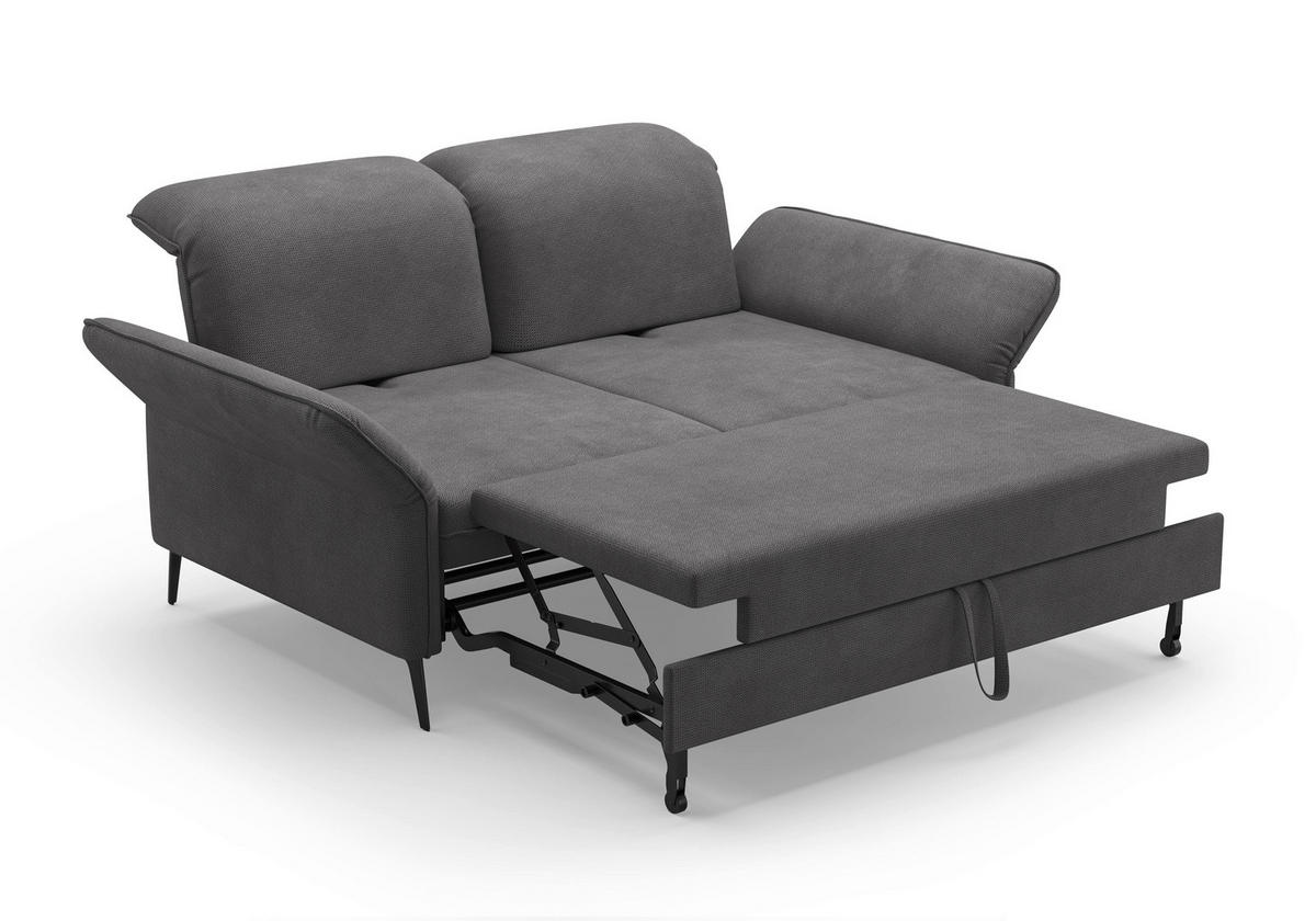 2,5-SITZER in Flachgewebe Grau  - Schwarz/Grau, KONVENTIONELL, Textil/Metall (189/92/123cm) - Sit & More