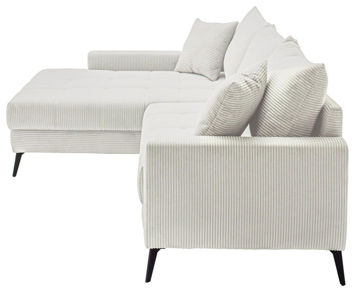 ECKSOFA Naturfarben Cord  - Schwarz/Naturfarben, KONVENTIONELL, Textil/Metall (173/280cm) - Hom`in