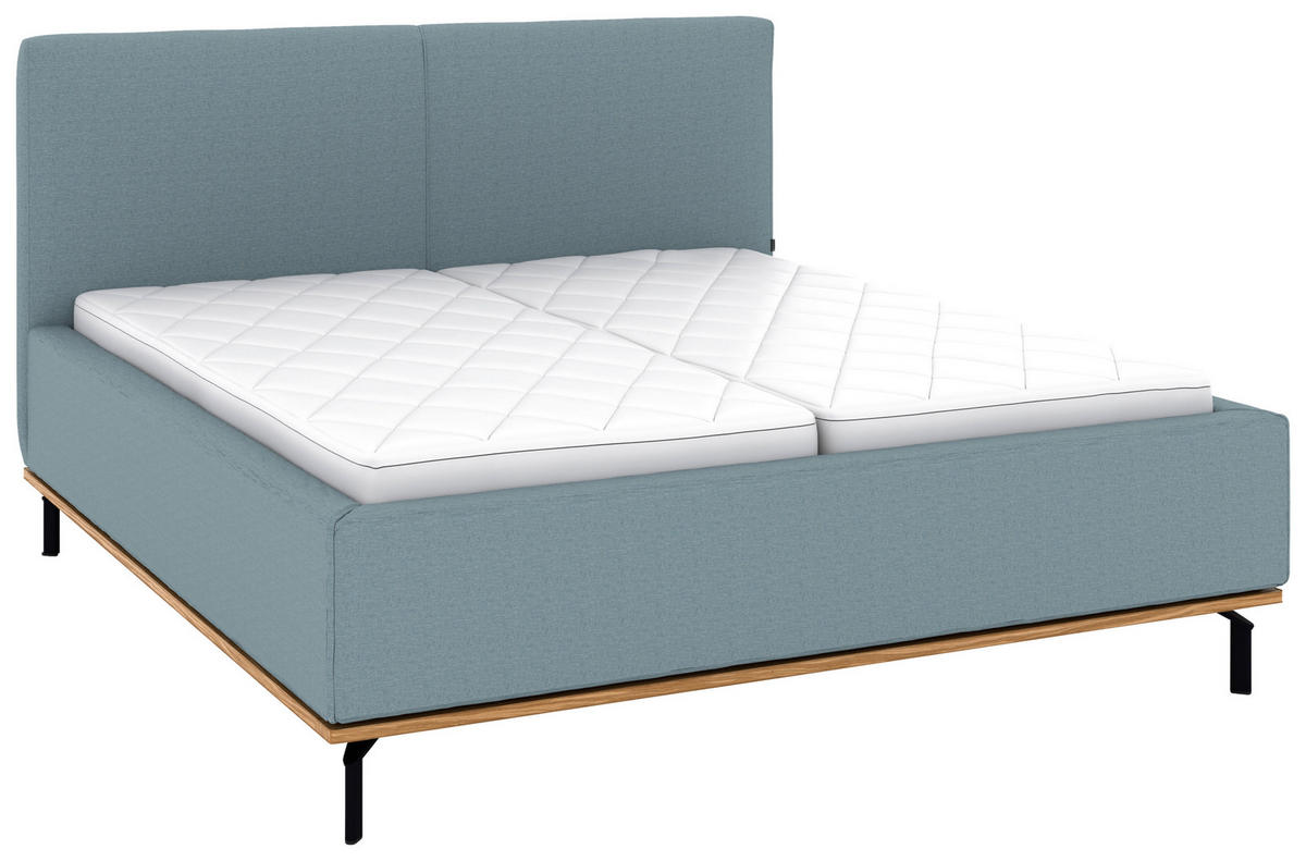 POLSTERBETT 180/200 cm,  in Blau, Matratze, Lattenrost, Bettkasten, H3 + H3 = fest  - Blau/Graphitfarben, Design, Holz/Textil (180/200cm) - Musterring