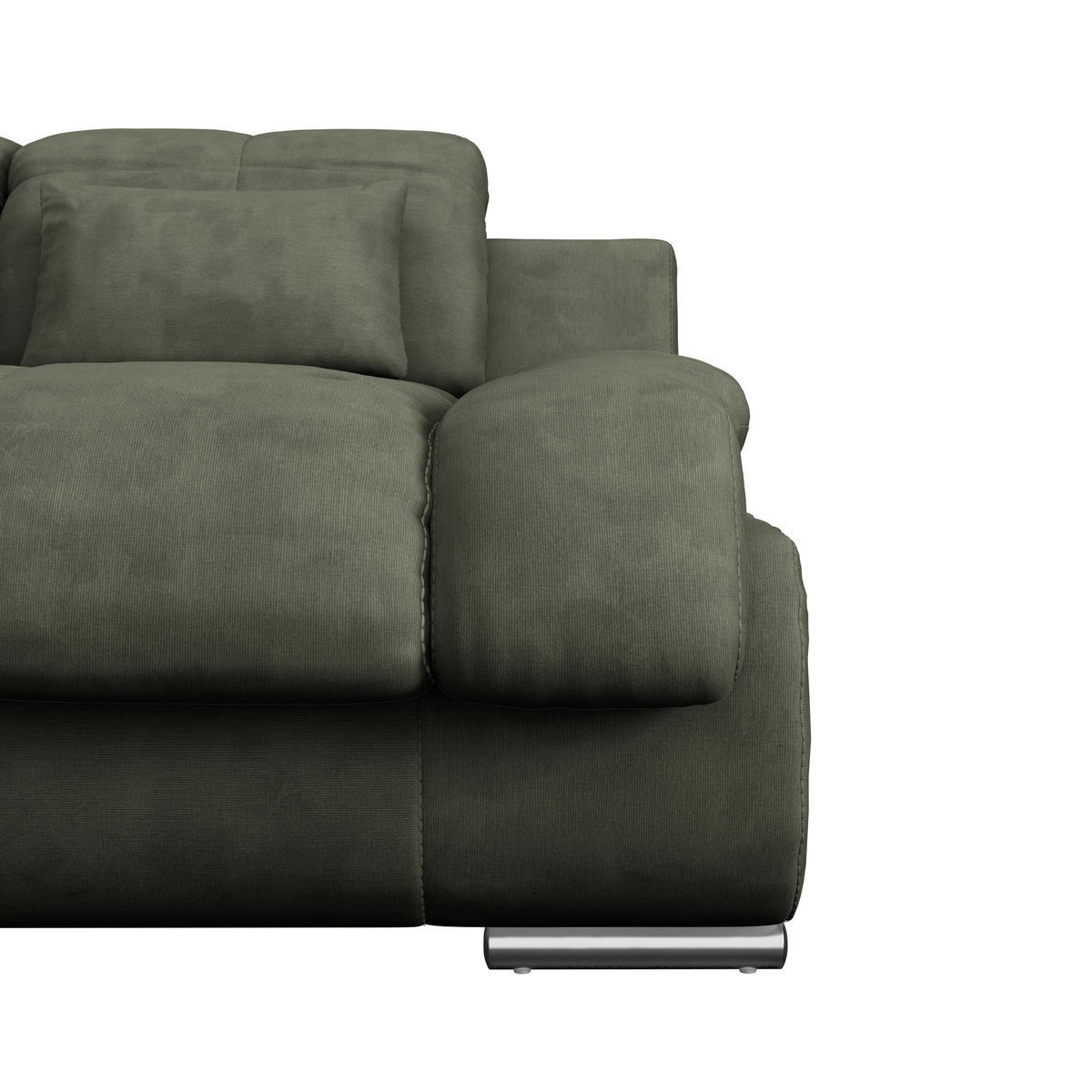 WOHNLANDSCHAFT Dunkelgrün Mikrofaser  - Chromfarben/Dunkelgrün, MODERN, Textil/Metall (228/345/184cm) - MID.YOU