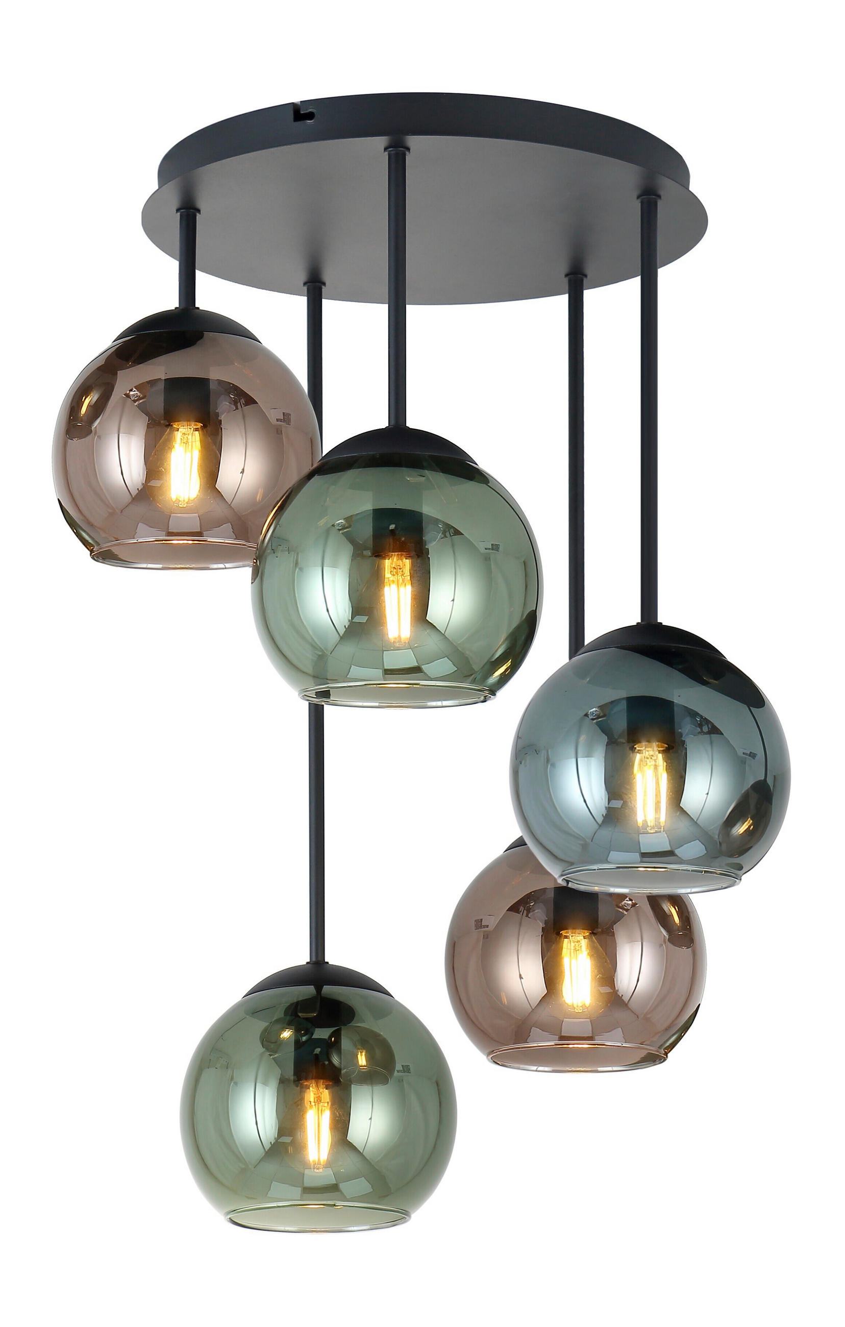 HÄNGELEUCHTE 40/58 cm   - Blau/Rot, Trend, Glas/Metall (40/58cm) - Novel