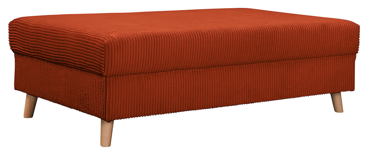 ECKSOFA inkl. Hocker Ariella in Cord Rostfarben  231/161 cm  - Rostfarben/Naturfarben, Design, Holz/Textil (231/161cm) - Livetastic