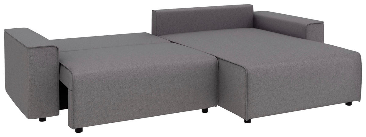 ECKSOFA in Struktur Anthrazit  - Anthrazit/Schwarz, Modern, Kunststoff/Textil (265/164cm) - Trendmanufaktur