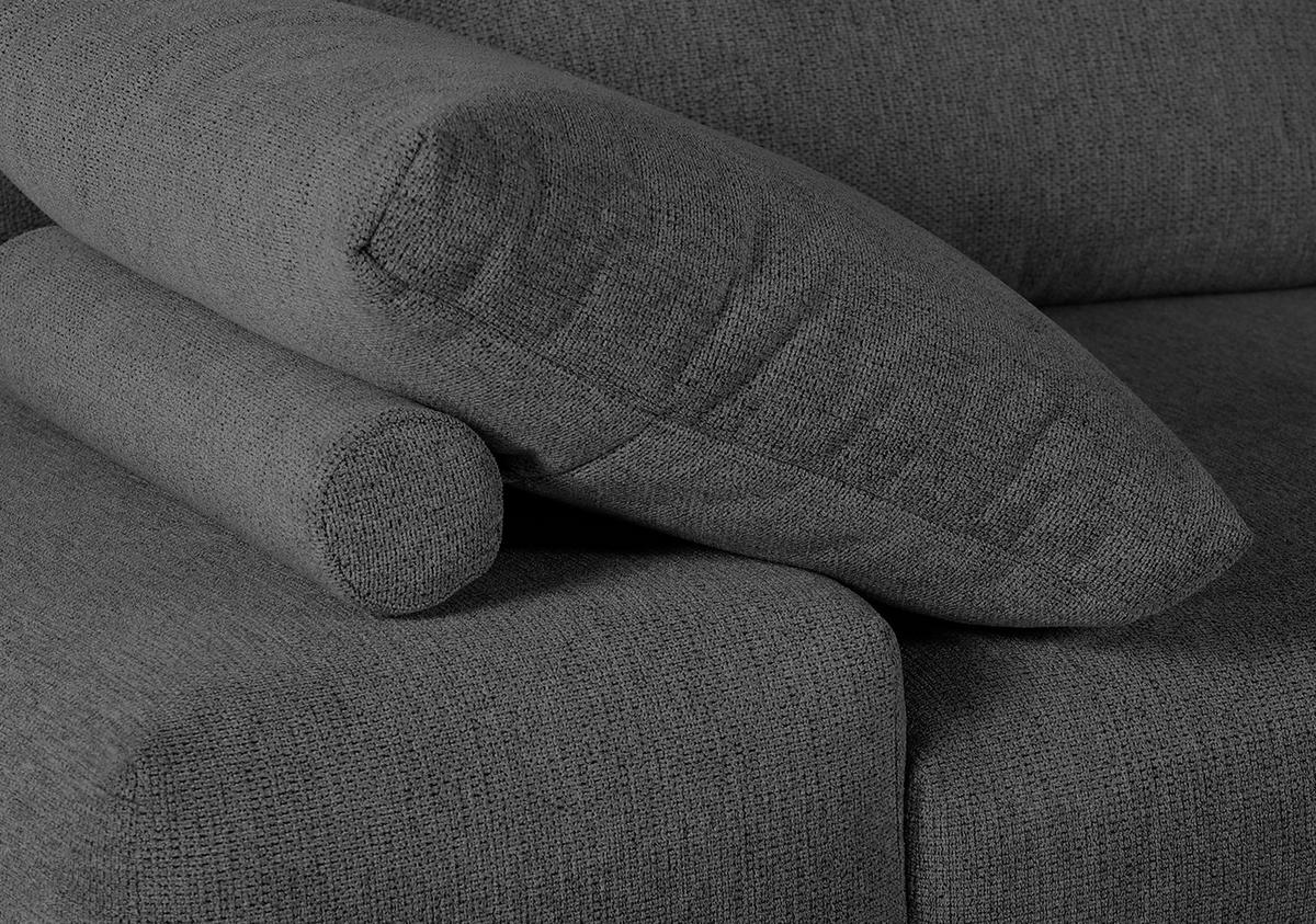 ECKSOFA in Flachgewebe Dunkelgrau  - Dunkelgrau/Schwarz, Konventionell, Textil/Metall (310/240cm) - MID.YOU