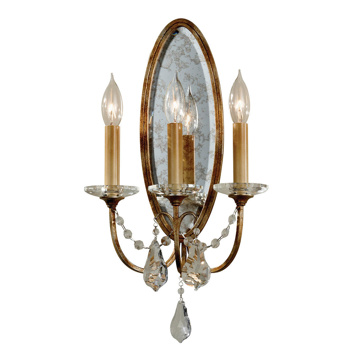 VÄGGLAMPA Valentina 27.3/12,3/48,4 cm   - bronsfärgad, Romantik / Lanthus, metall/glas (27.3/12,3/48,4cm) - Elstead Lighting
