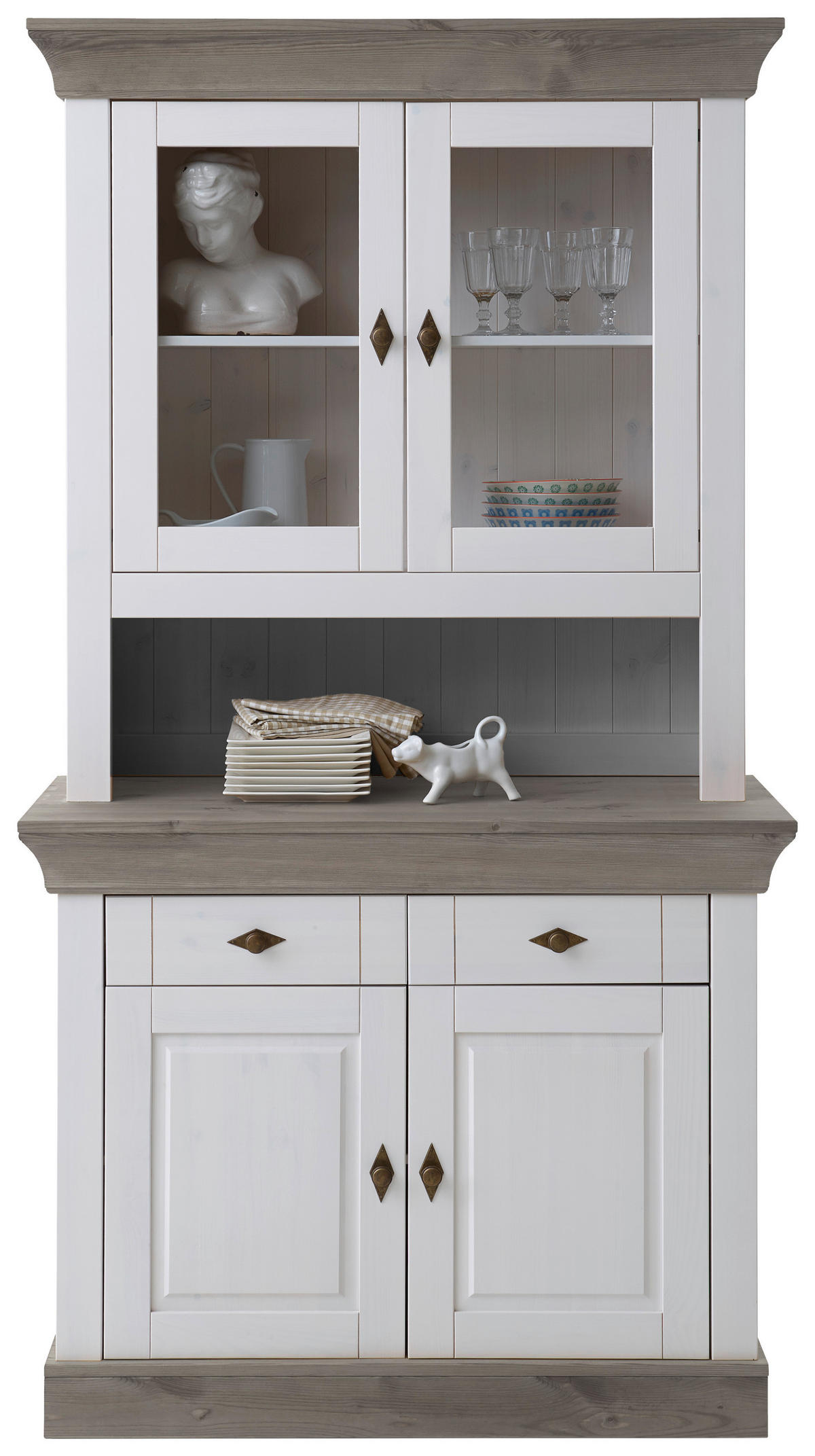 KOMMODE  in 108/85/45 cm  - Weiß/Grau, ROMANTIK / LANDHAUS, Holz/Metall (108/85/45cm) - Boxxx