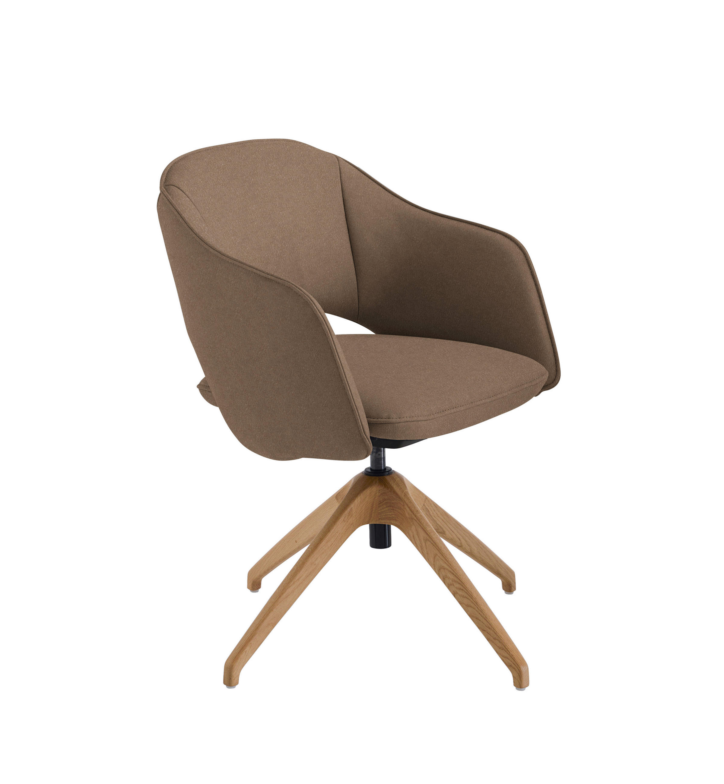 ARMLEHNSTUHL  in Echtleder naturbelassen  - Hellbraun/Wildeiche, Design, Leder/Holz (63/74-90/57-73cm) - Koinor