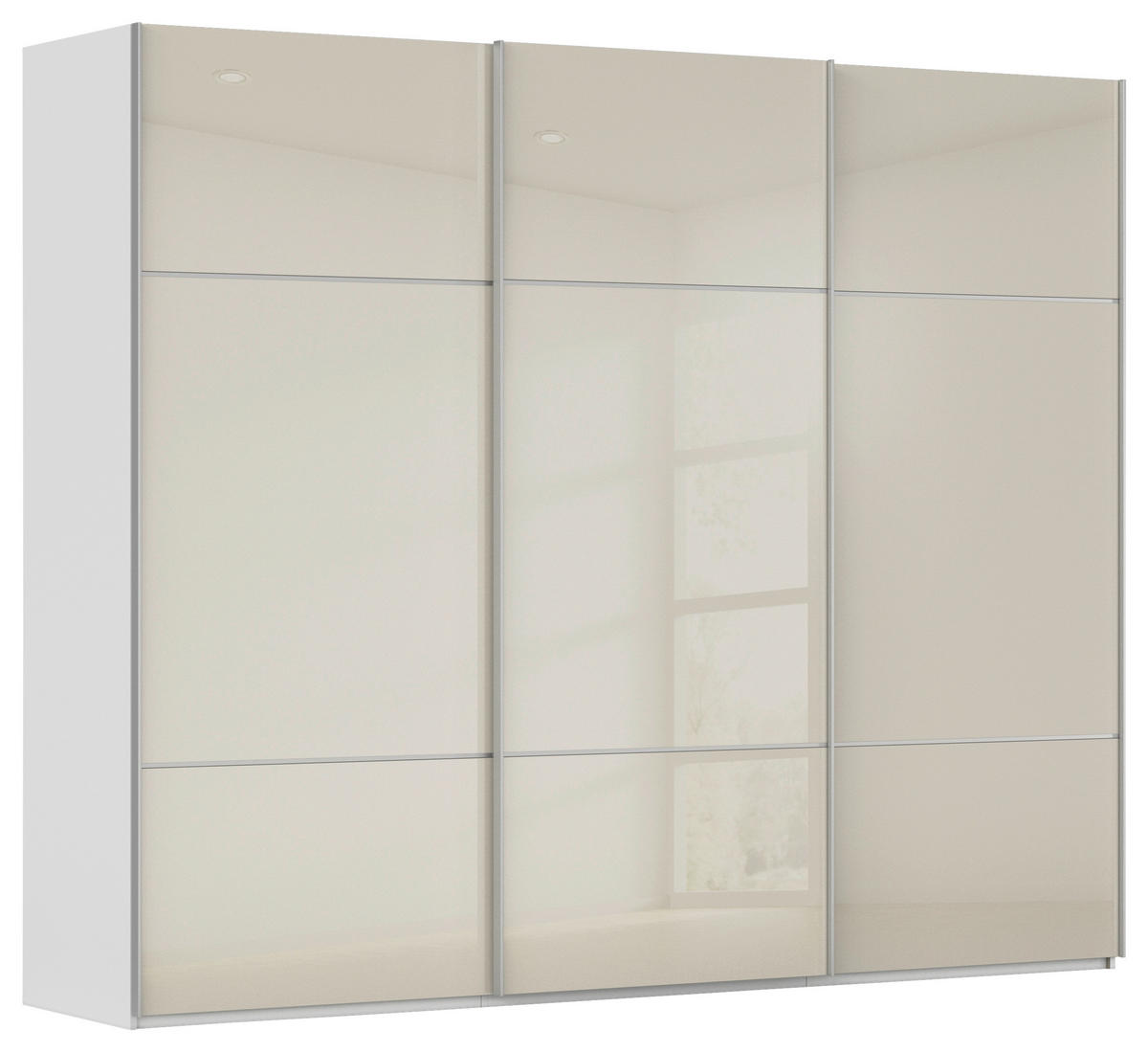 SCHWEBETÜRENSCHRANK in Weiss, Champagner  - Weiss/Champagner, Konventionell, Glas/Holzwerkstoff (242/223/68cm) - Novel