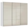 SCHWEBETÜRENSCHRANK 301/223/68 cm 3-türig Weiß, Champagner  - Champagner/Alufarben, KONVENTIONELL, Glas/Holzwerkstoff (301/223/68cm) - Novel