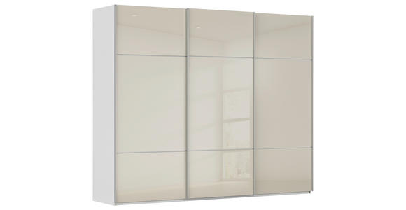 SCHWEBETÜRENSCHRANK 301/223/68 cm 3-türig Weiß, Champagner - Champagner/Alufarben, KONVENTIONELL, Glas/Holzwerkstoff (301/223/68cm) - Novel