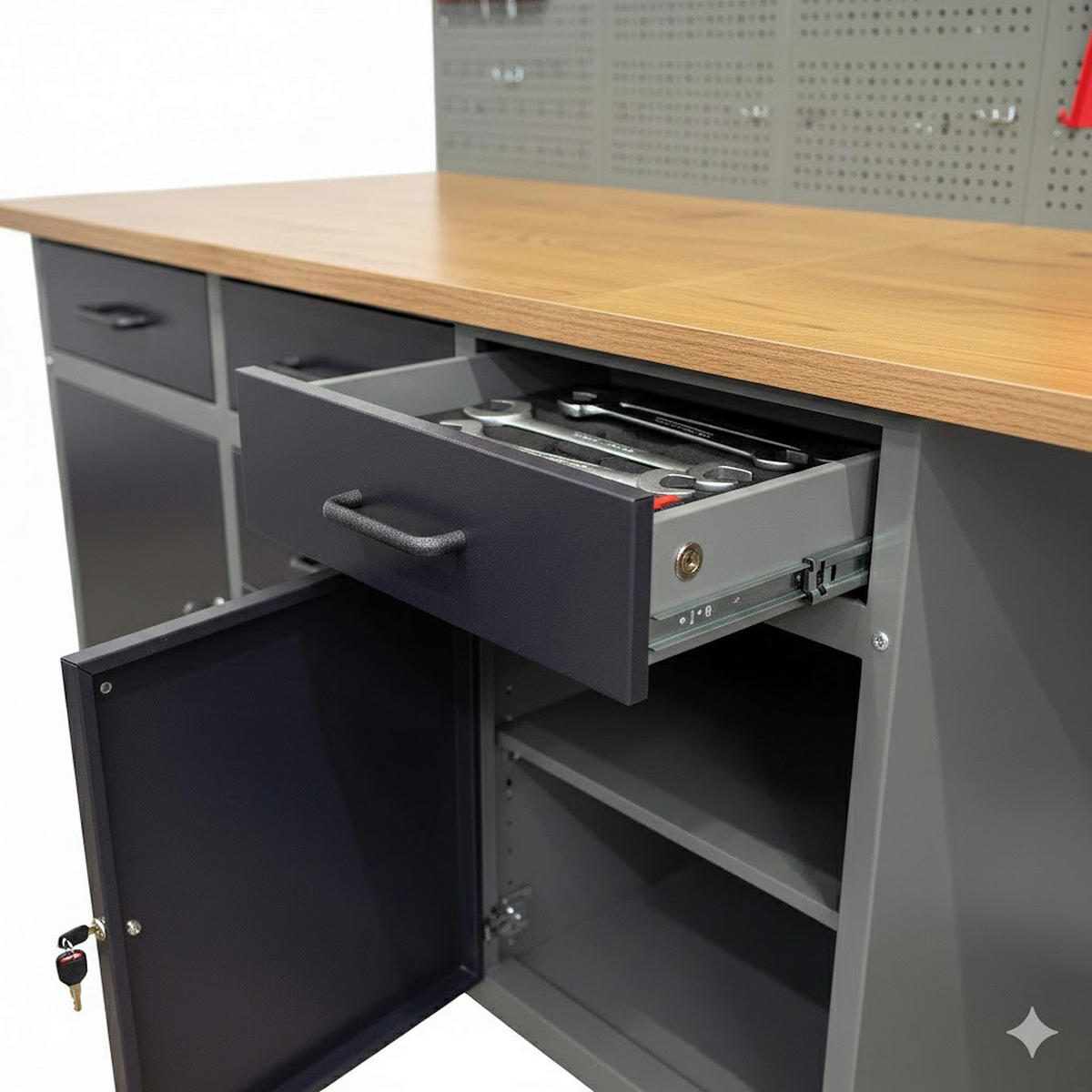 WERKZEUGWAND  - Schwarz, MODERN, Holz/Metall (240cm) - Prestige Home