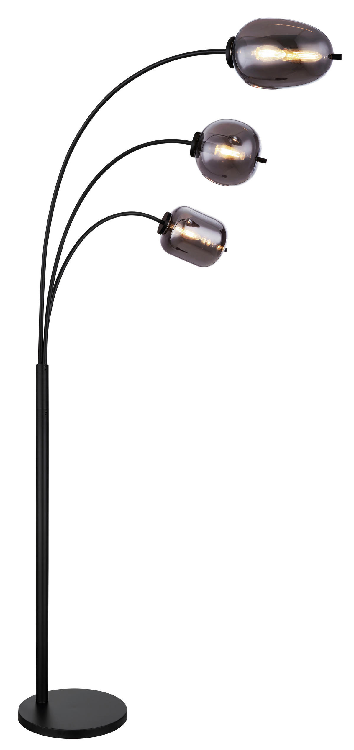 BOGENLEUCHTE 80/60/175 cm    - Schwarz/Grau, Design, Glas/Metall (80/60/175cm) - Globo