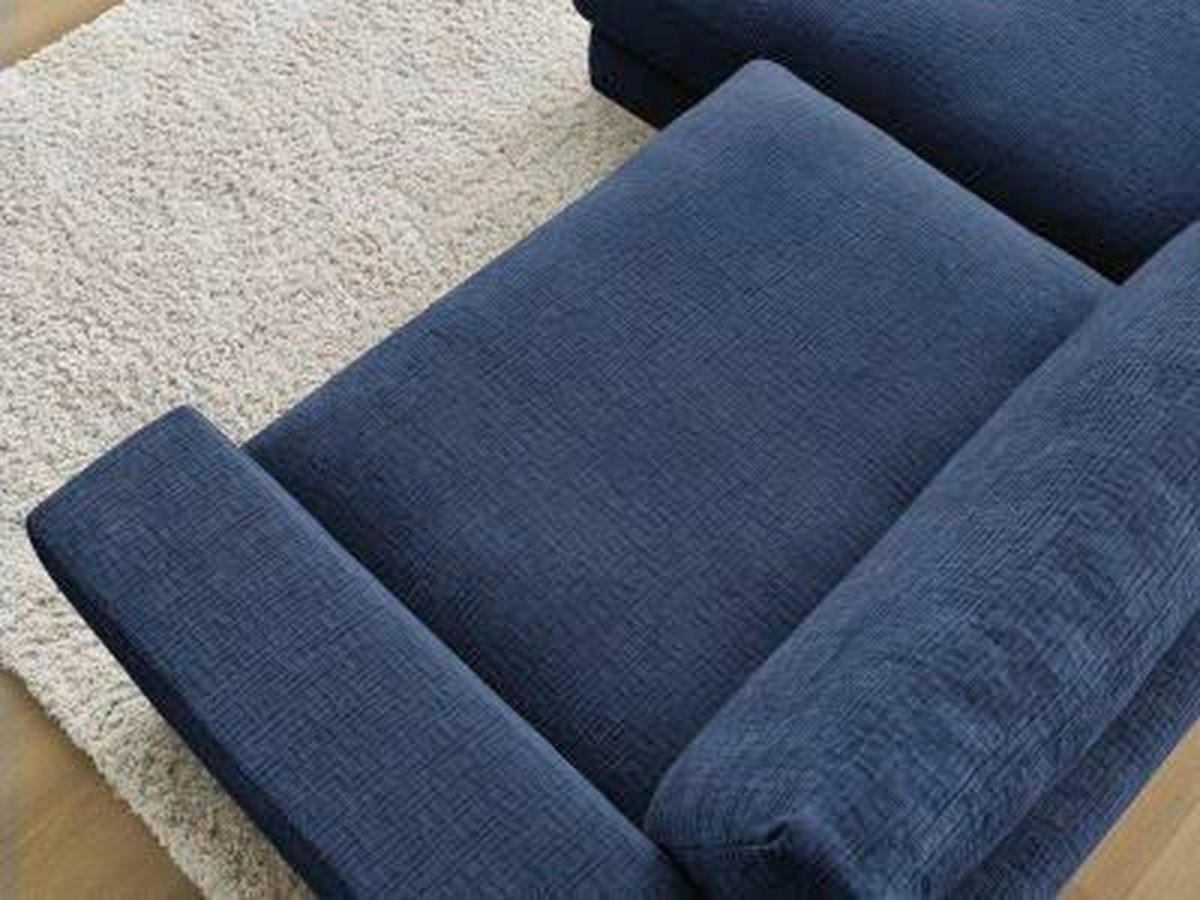 ECKSOFA Ottomane links  LEONARD Dunkelblau Struktur  - Schwarz/Dunkelblau, MODERN, Kunststoff/Textil (159/234cm)