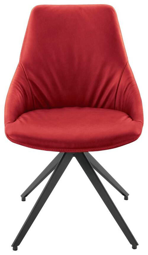 STUHL Echtleder Rot  - Anthrazit/Rot, Design, Leder/Metall (55/87/62cm) - Bert Plantagie