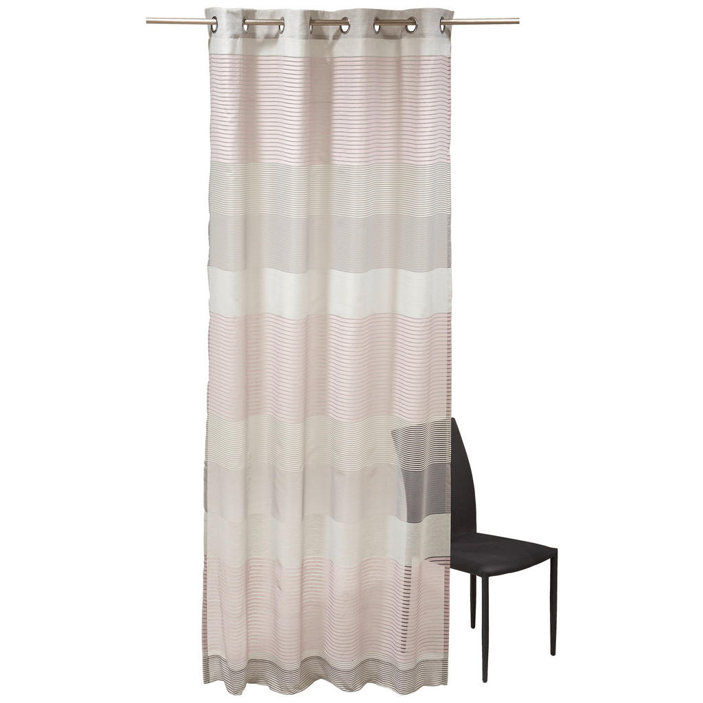 Thumbnail - Joop! Ösenschal J-Gleam, Creme, Altrosa, Hellgrau, Textil, Streifen, 140x250 cm, Wohntextilien, Gardinen & Vorhänge, Fer...