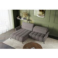 ECKSOFA Taupe Flachgewebe Rücken echt, Kopfteilverstellung, Sitztiefenverstellung  - Taupe/Schwarz, KONVENTIONELL, Textil/Metall (175/272cm) - Carryhome