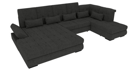 WOHNLANDSCHAFT Graphitfarben Struktur  - Schwarz/Graphitfarben, KONVENTIONELL, Kunststoff/Textil (191/363/212cm) - Carryhome