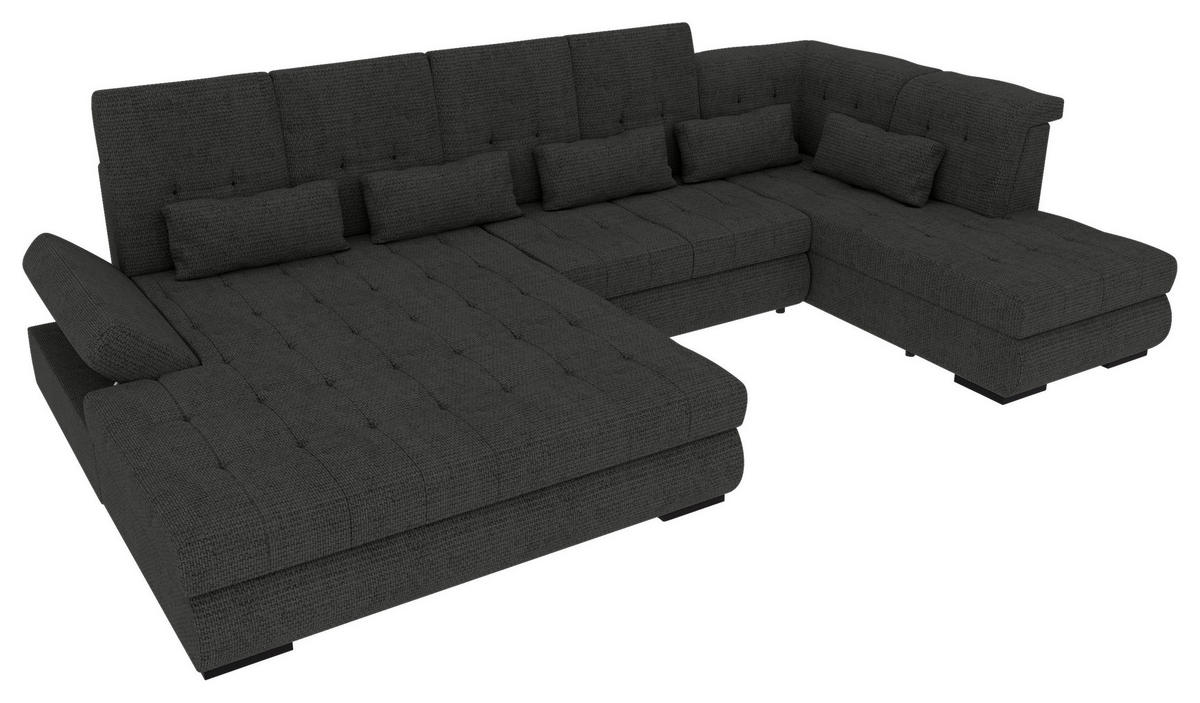 WOHNLANDSCHAFT Graphitfarben Struktur  - Schwarz/Graphitfarben, KONVENTIONELL, Kunststoff/Textil (212/358/222cm) - Carryhome