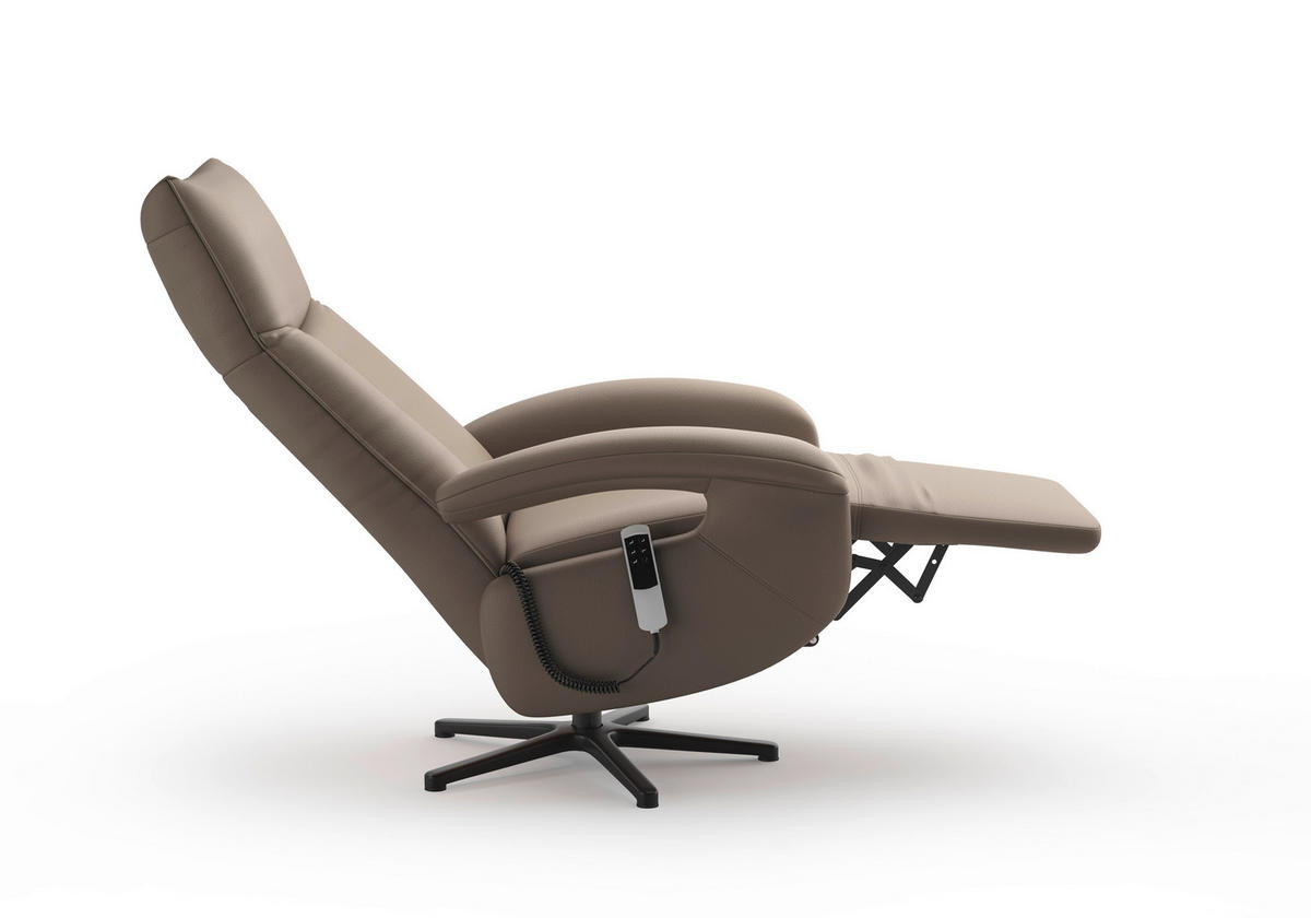 SESSEL in Echtleder Grau  - Schwarz/Grau, KONVENTIONELL, Leder/Metall (74/112/82cm) - Sit & More