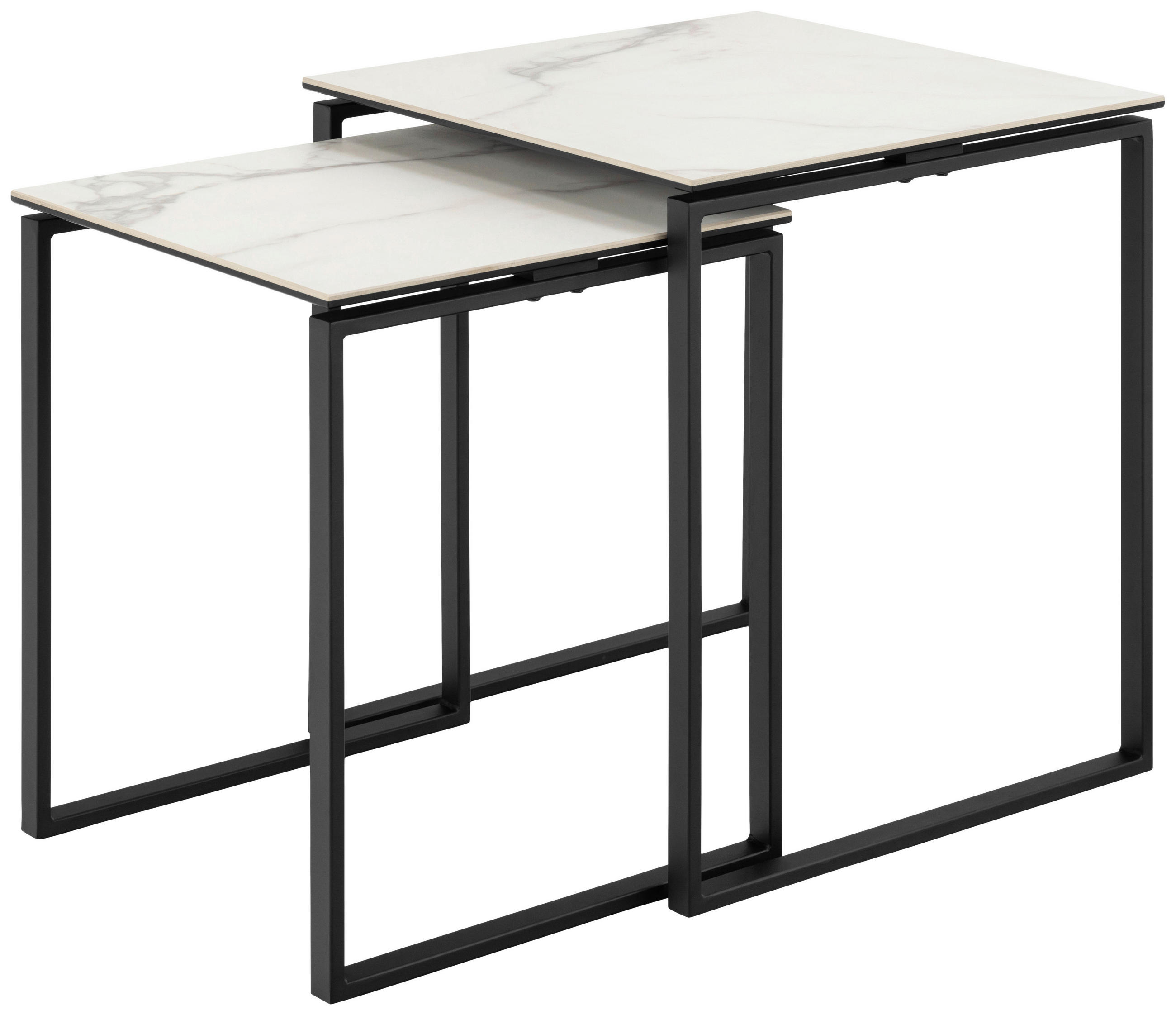 BEISTELLTISCHSET quadratisch Schwarz, Weiß  - Schwarz/Weiß, Trend, Glas/Keramik (43/50/50/55/43/50cm)