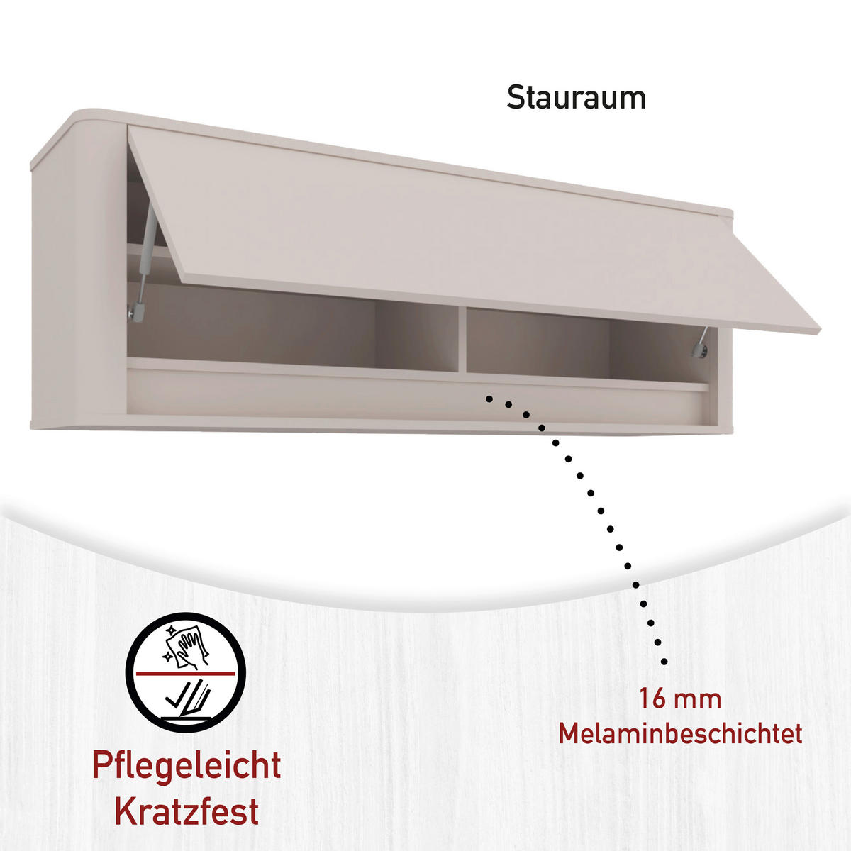 KÜCHENOBERSCHRANK 133,2/35/46 cm  in Kaschmir  - Kaschmir, MODERN, Holzwerkstoff (133,2/35/46cm) - home24