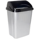 SCHWINGDECKELEIMER 26 l  Kunststoff  - Silberfarben/Schwarz, Basics, Kunststoff (26,3/33,5/50,5cm) - Homeware