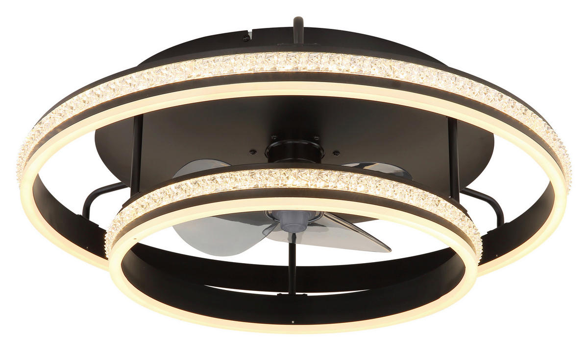 STROPNI VENTILATOR   //2700-6000 K// - siva/črna, Design, kovina/umetna masa (60/20cm) - Globo