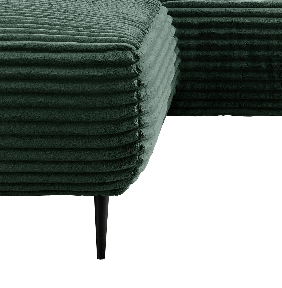 ECKSOFA Dunkelgrün Cord  - Dunkelgrün/Schwarz, Design, Textil/Metall (178/264-302cm) - Livetastic