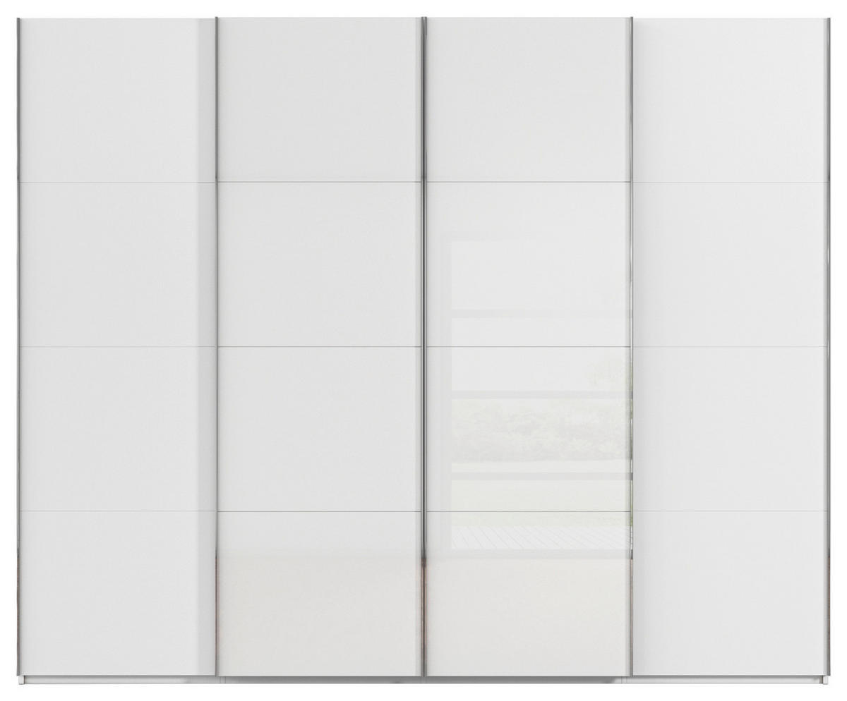 SCHWEBETÜRENSCHRANK 271/235/68 cm 4-türig Weiß  - Chromfarben/Weiß, KONVENTIONELL, Glas/Holzwerkstoff (271/235/68cm) - Novel
