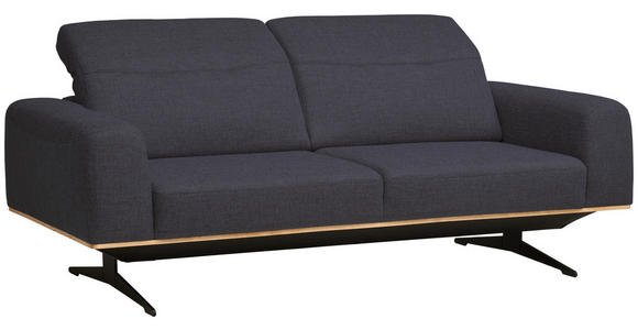 3-SITZER-SOFA in Struktur Dunkelblau  - Schwarz/Dunkelblau, Design, Textil/Metall (205/76-97/102cm) - Novel